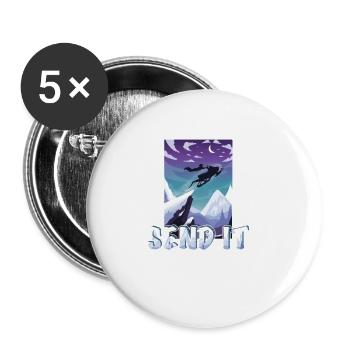 Motor Schlitten Pilot spring über Klippen Send It - Buttons klein 25 mm (5er Pack) - Weiß - Vorne