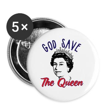 God Save The Queen Elizabeth 2 Queen of England - Buttons small 1''/25 mm (5-pack) - white - Front