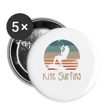 Retro Vintage Classic Kite Surfing Surf Surfer - Buttons small 1''/25 mm (5-pack) - white - Front