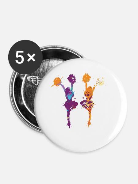 Cheerleading Cheerleader - Buttons klein 25 mm (5er Pack) - Weiß