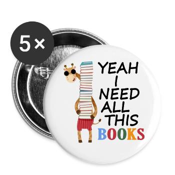lire lecture leçon livre primer roman ebook bibo - Lot de 5 petits badges (25 mm) - blanc - Devant