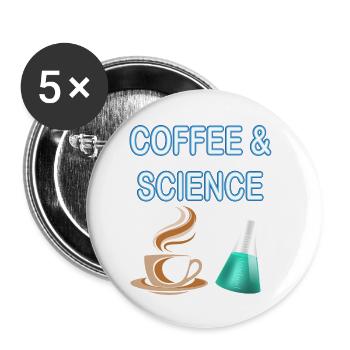 Kaffee und Wissenschaft - das passt zusammen - Buttons klein 25 mm (5er Pack) - Weiß - Vorne