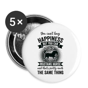 Équitation - Horse - Lot de 5 petits badges (25 mm) - blanc - Devant