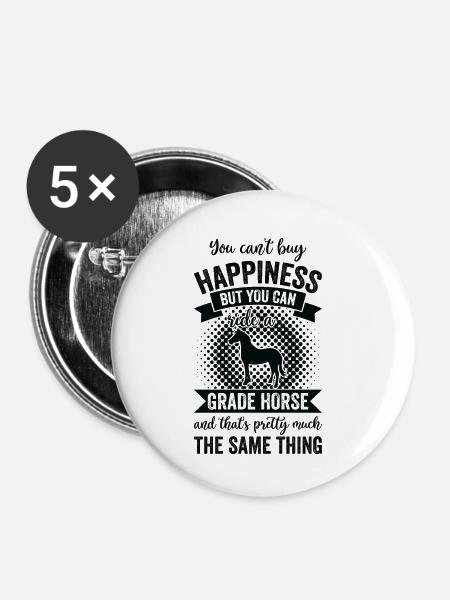 Reiten - Grade Horse - Buttons klein 25 mm (5er Pack) - Weiß