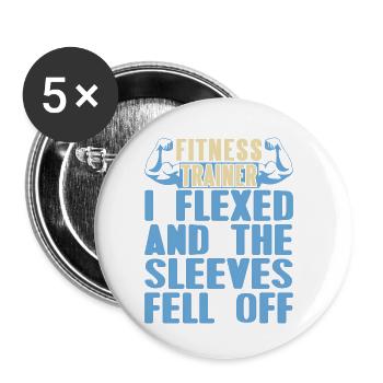 Flexed & The Sleeves Fell Off Funny Fitness - Buttons small 1''/25 mm (5-pack) - white - Front