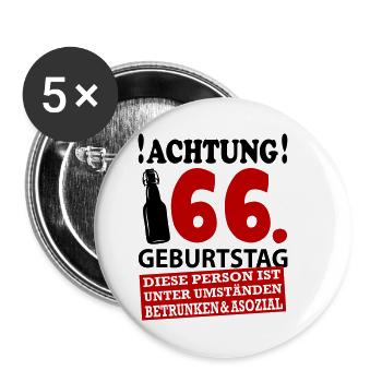 66 Geburtstag Besoffen Alkohol Jahre - Buttons klein 25 mm (5er Pack) - Weiß - Vorne