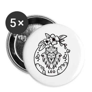 Leo Zodiac Sign Anniversaire Naissance - Lot de 5 petits badges (25 mm) - blanc - Devant