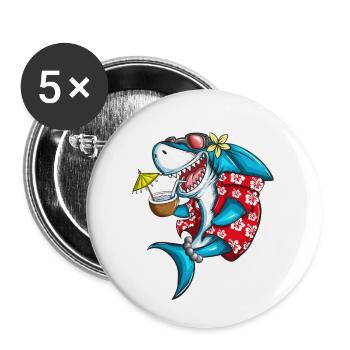 Fun Shark Holiday Beach Sea Shark Fan - Buttons small 1''/25 mm (5-pack) - white - Front