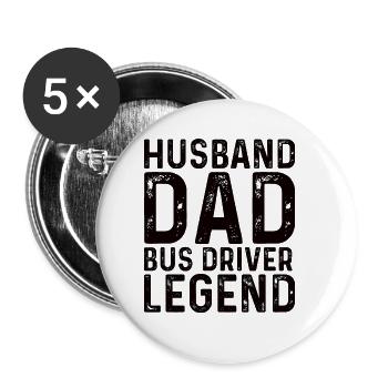Ehemann Vater Busfahrer Legende Stolzer Busfahrer - Buttons klein 25 mm (5er Pack) - Weiß - Vorne