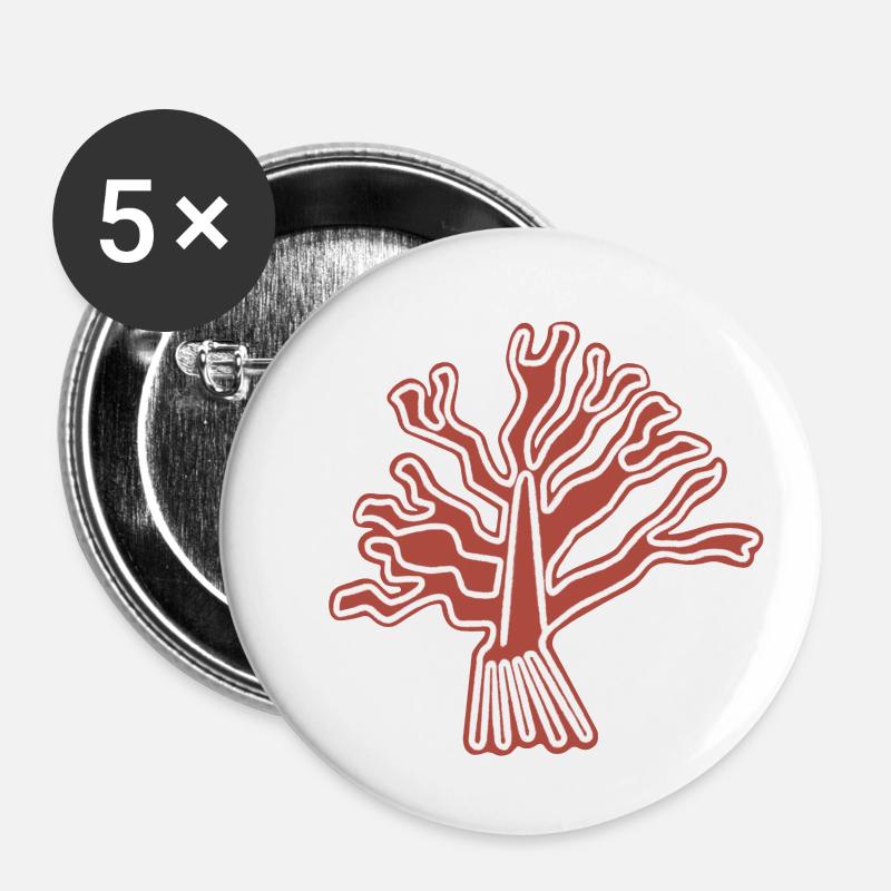 Arbre des lignes de Nazca - Lot de 5 petits badges (25 mm) - blanc