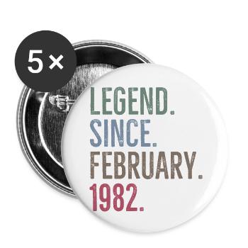 Legende seit Februar 1982 - Buttons klein 25 mm (5er Pack) - Weiß - Vorne