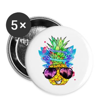 Ananas Kunst - Buttons klein 25 mm (5er Pack) - Weiß - Vorne