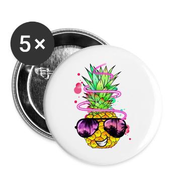 Ananas cool bunt spritzig - Buttons klein 25 mm (5er Pack) - Weiß - Vorne