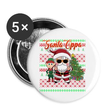Cute Elf and Santa K-Pop Style Christmas - Buttons small 1''/25 mm (5-pack) - white - Front
