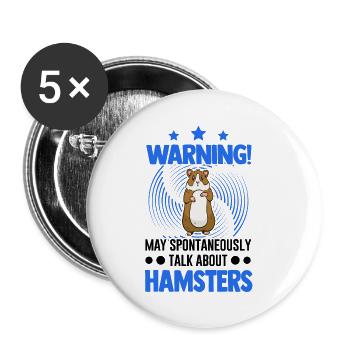 Warnung Hamster Hamsterrad Goldhamster - Buttons klein 25 mm (5er Pack) - Weiß - Vorne
