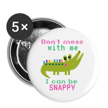 Krokodil-Crocodile, lustiger Spruch, Pun - Buttons klein 25 mm (5er Pack) - Weiß - Vorne