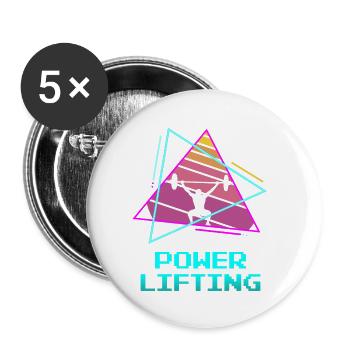 Retro Vintage Classic Powerlifting Powerlifter - Buttons klein 25 mm (5er Pack) - Weiß - Vorne