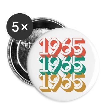 Anniversaire année 1965 / Vintage 1965 - Lot de 5 petits badges (25 mm) - blanc - Devant