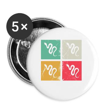 Snake Retro Reptile Python Gift idea - Buttons small 1''/25 mm (5-pack) - white - Front