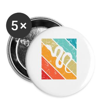 Snake Retro Reptile Python Gift idea - Buttons small 1''/25 mm (5-pack) - white - Front