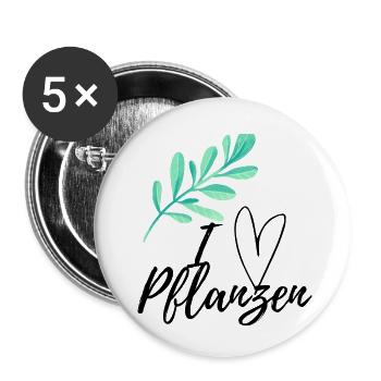 I love Pflanzen - Buttons klein 25 mm (5er Pack) - Weiß - Vorne