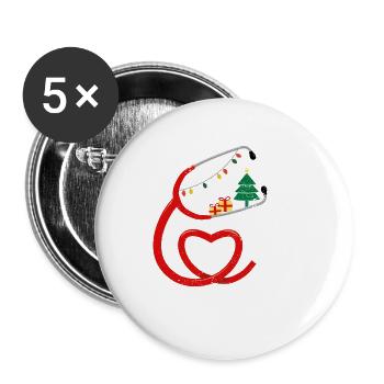 Infirmière Arbre de Noël Flocon de neige - Lot de 5 petits badges (25 mm) - blanc - Devant