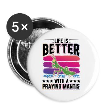 Gottesanbeterin Mantis Fangschrecke - Buttons klein 25 mm (5er Pack) - Weiß - Vorne