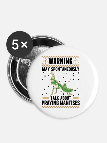 Gottesanbeterin Mantis Fangschrecke - Buttons klein 25 mm (5er Pack) - Weiß