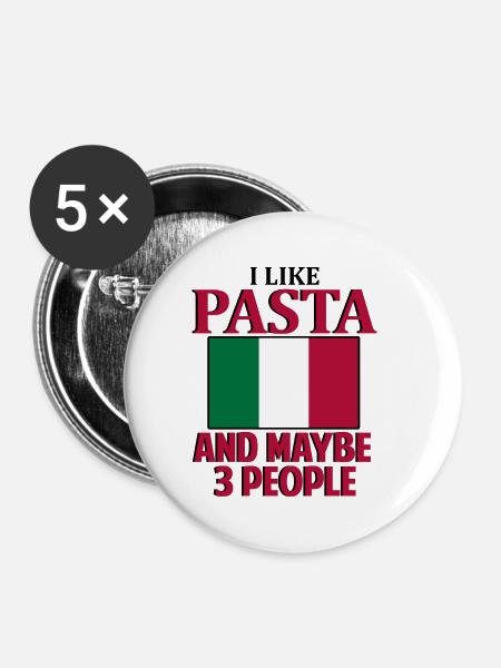 Pasta Italien Essen - Buttons klein 25 mm (5er Pack) - Weiß