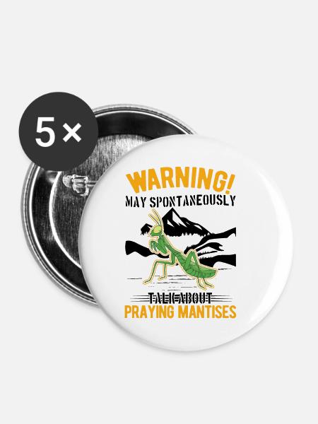 Gottesanbeterin Mantis Fangschrecke - Buttons klein 25 mm (5er Pack) - Weiß
