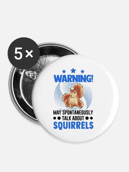 Warnung Eichhörnchen Grauhörnchen - Buttons klein 25 mm (5er Pack) - Weiß