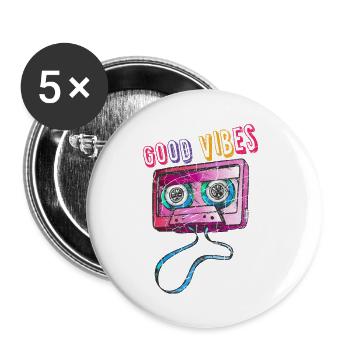 Retro Vintage Mixtape Kassette Kassette 80's 90's Kosten - Buttons klein 25 mm (5er Pack) - Weiß - Vorne