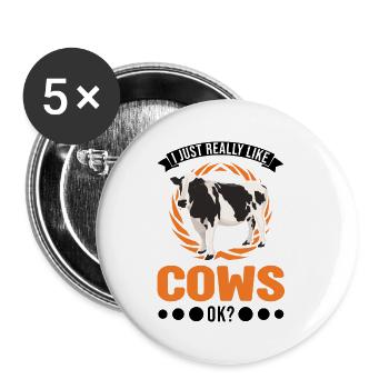 J’aime vraiment Cows Cattle Breeder Cow - Lot de 5 petits badges (25 mm) - blanc - Devant