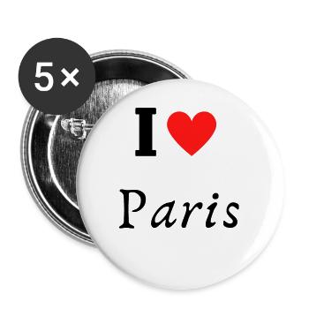 I love Paris - Buttons small 1''/25 mm (5-pack) - white - Front