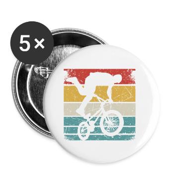 BMX Shirt Cyclisme Descente Vintage Rétro - Lot de 5 petits badges (25 mm) - blanc - Devant