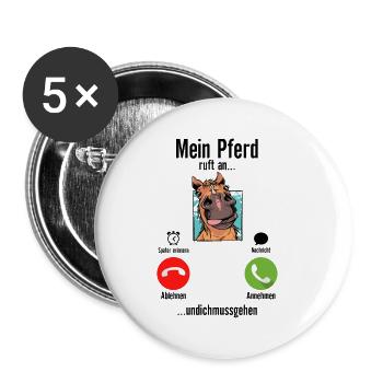Mein Pferd Ruft An Pferde - Buttons klein 25 mm (5er Pack) - Weiß - Vorne