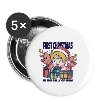 Schwangerschaftskleidung Weihnachten Schwanger - Buttons klein 25 mm (5er Pack) - Weiß - Vorne