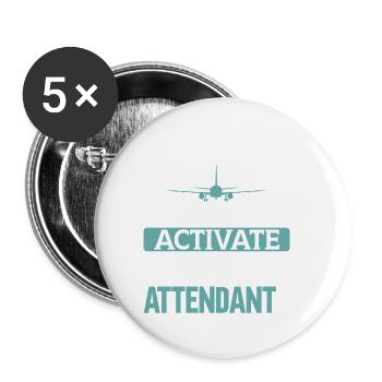 Flight Attendant Stewardess Cabin Crew - Buttons small 1''/25 mm (5-pack) - white - Front