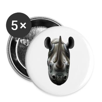 Cute Rhinoceros Rhino - Buttons klein 25 mm (5er Pack) - Weiß - Vorne
