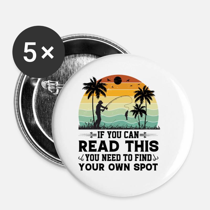 Thérapie Pêche Lac Carpe Pêcheur Pêcheur Appât - Lot de 5 petits badges (25 mm) - blanc