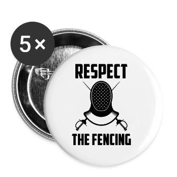 Respektiere das Fechten Schwertkunst Lustiges Sport-Wortspiel - Buttons klein 25 mm (5er Pack) - Weiß - Vorne