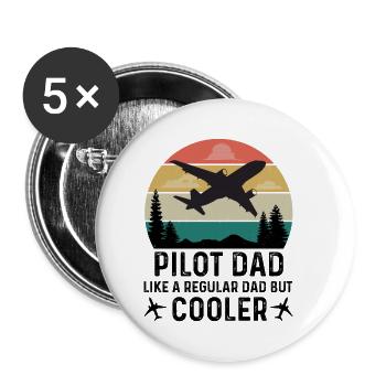 Pilote Avion Planeur Flying Sports Papa Père - Lot de 5 petits badges (25 mm) - blanc - Devant