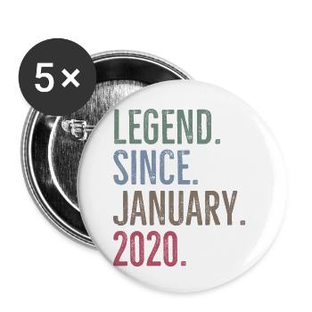 Legend Since January 2020 - Buttons small 1''/25 mm (5-pack) - white - Front