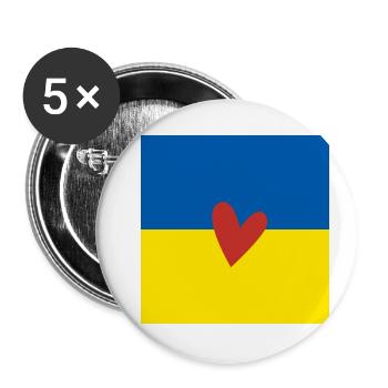Coeur Paix Symbole Paix Mondiale Ukraine Russie - Lot de 5 petits badges (25 mm) - blanc - Devant