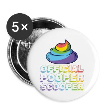 Official Pooper Scooper 14 - Buttons klein 25 mm (5er Pack) - Weiß - Vorne