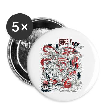 Japan ! (3) - Lot de 5 petits badges (25 mm) - blanc - Devant