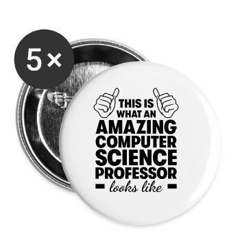 Professeur d’informatique incroyable - Lot de 5 petits badges (25 mm) - blanc - Devant