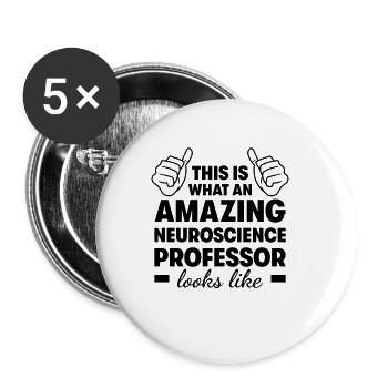 Professeur de neurosciences incroyable - Lot de 5 petits badges (25 mm) - blanc - Devant