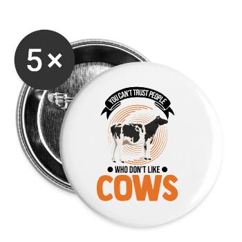 Cow Gift Farmer Cattle Breeder Vaches - Lot de 5 petits badges (25 mm) - blanc - Devant
