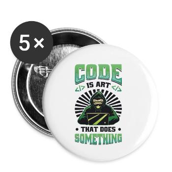 Code is an art that does something programming - Buttons small 1''/25 mm (5-pack) - white - Front
